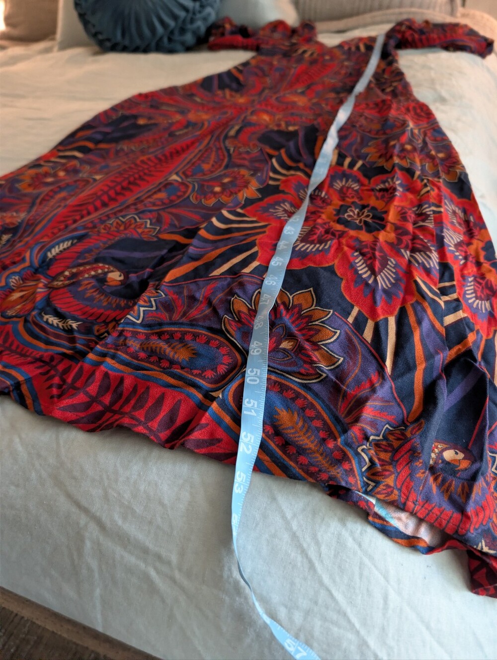 Farm Rio Macaw Arabesque Maxi Dress Eco-Viscose XS V-neck Puff Sleeve - Picture 9 of 10